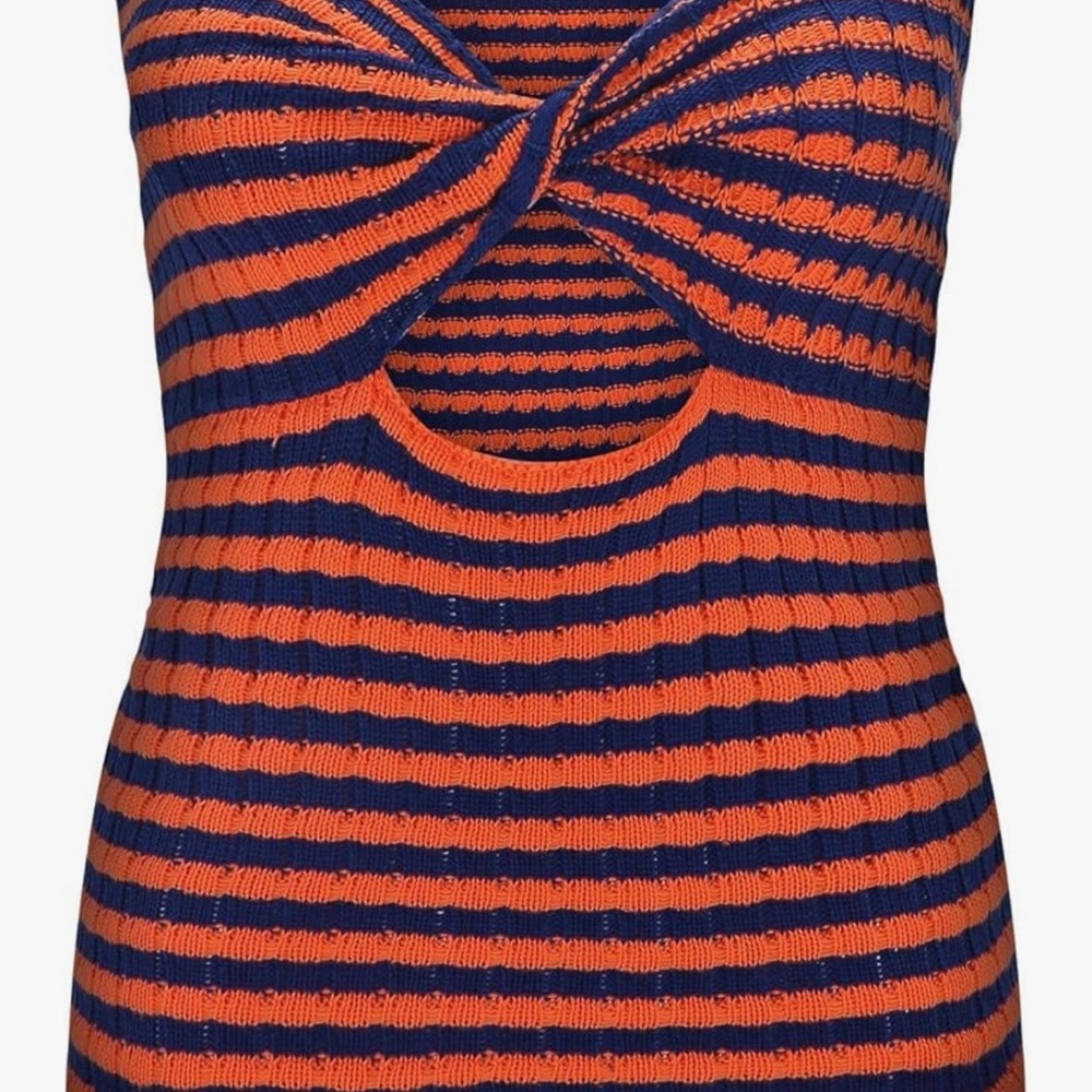 Set of 2 Striped Knit Tube Tops with keyhole Center - Red/Navy, Yellow/Blue Med - Picture 2 of 5
